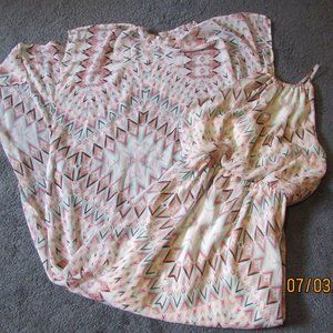 Maurices XS White Pastel Maxi chiffon Sundress Side Slits Higher Neck Like New